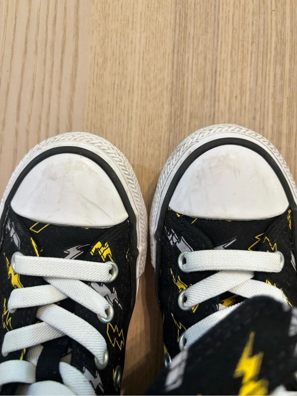 Converse Kids Black High Top Sneakers with Yellow Lightning Bolt Print